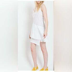 Derek Lam 10 Crosby White Pleated Layered Mini Dress Sleeveless